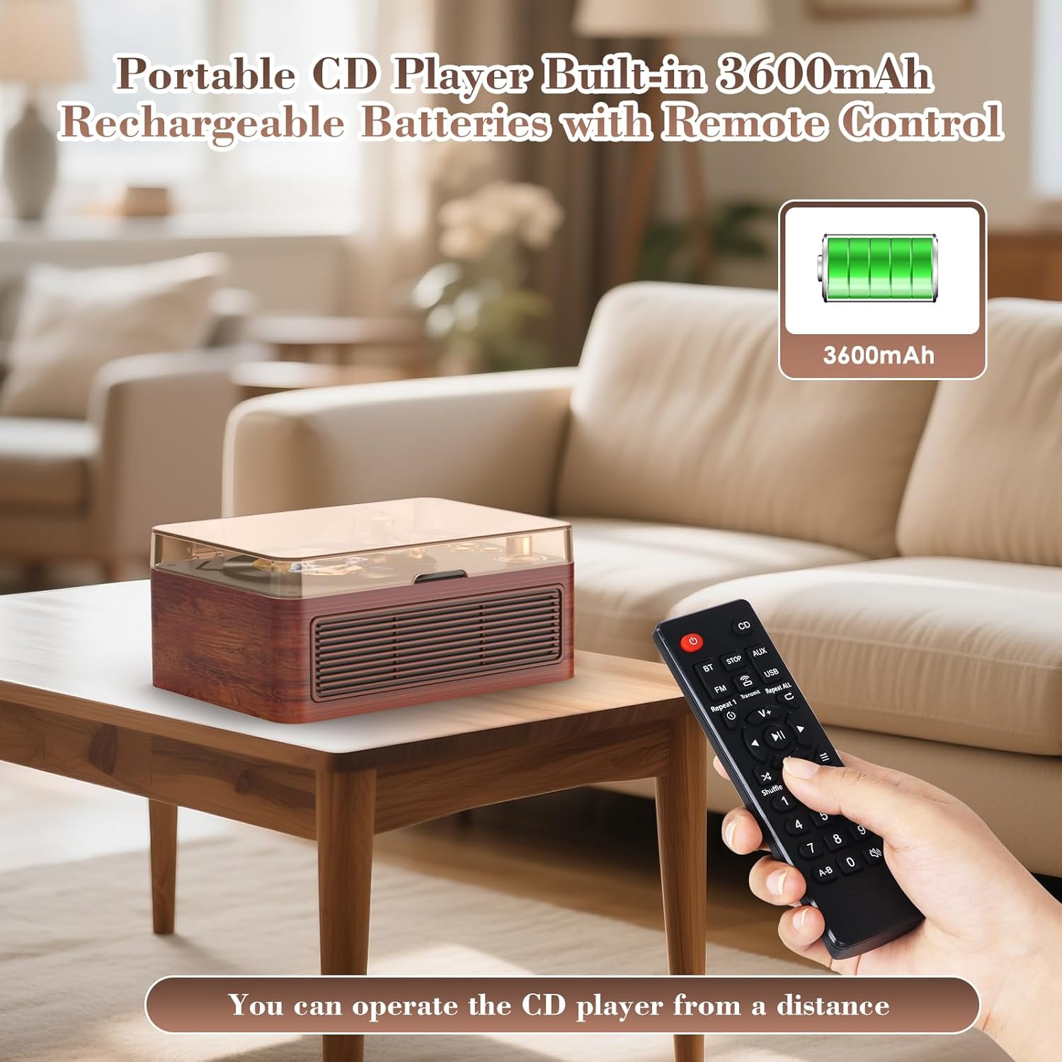 Gueray Lettore CD Bluetooth Portatile Vintage - immagine 5