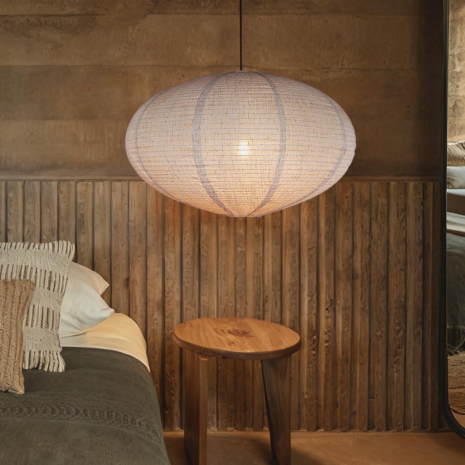 Paralume Ovale in Lino da 50cm Fatto a Mano