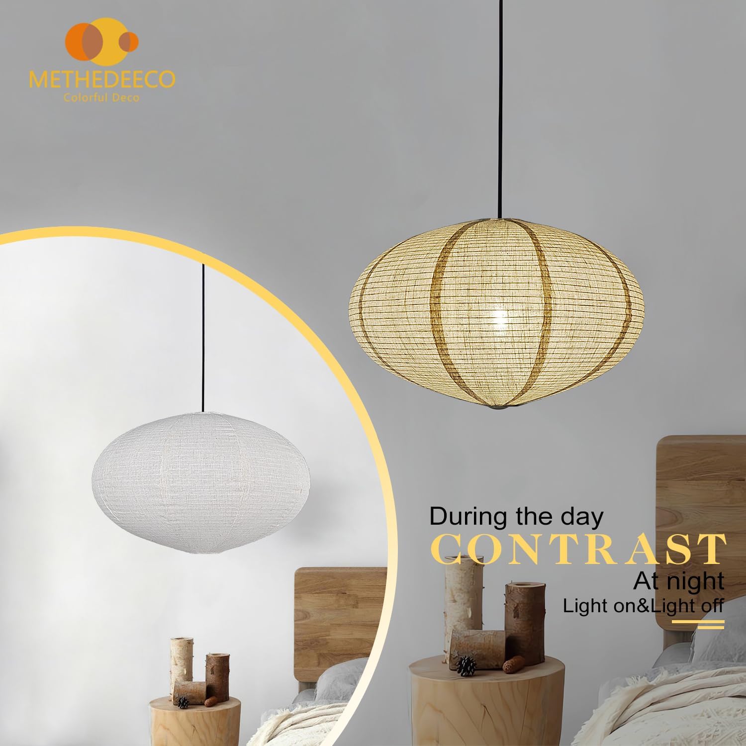 Paralume Ovale in Lino da 50cm Fatto a Mano - immagine 4