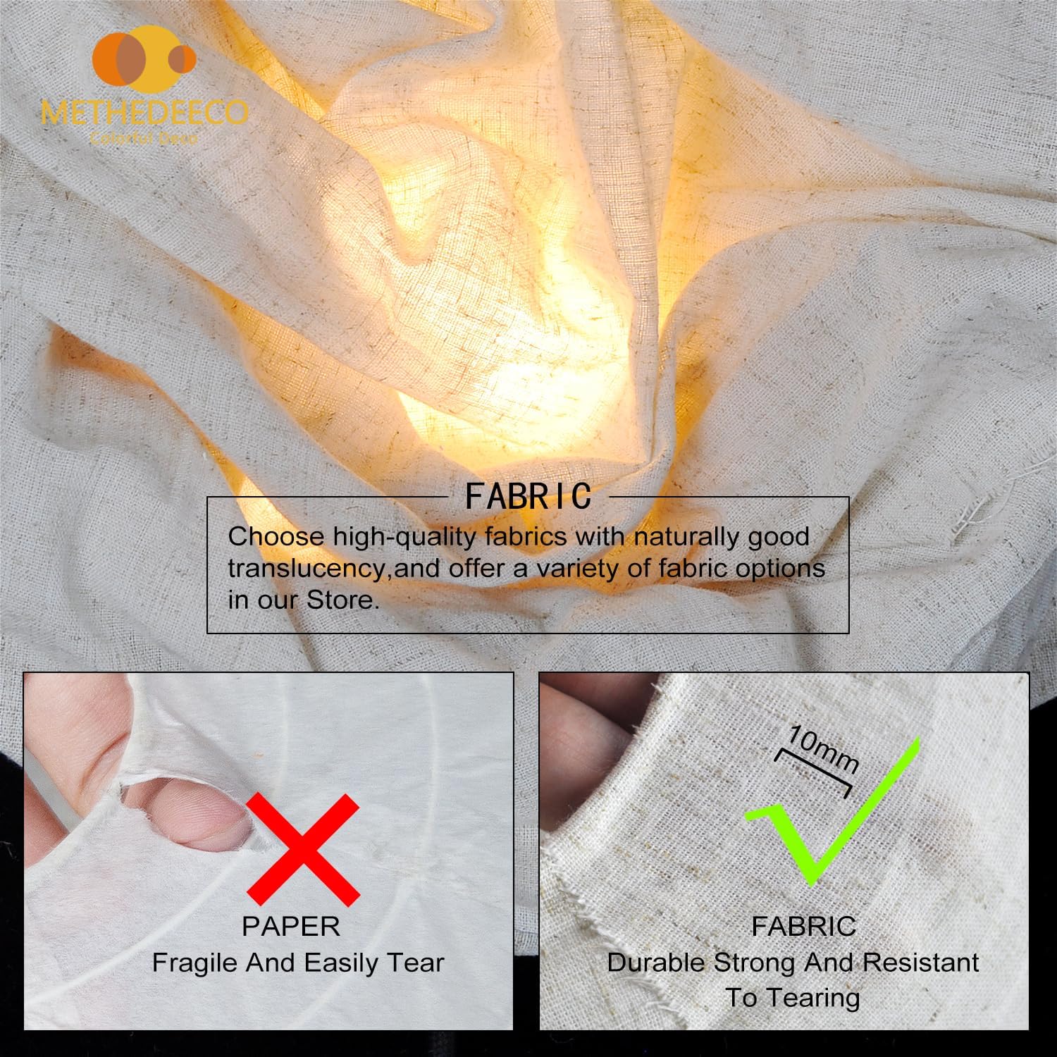 Paralume Ovale in Lino da 50cm Fatto a Mano - immagine 5