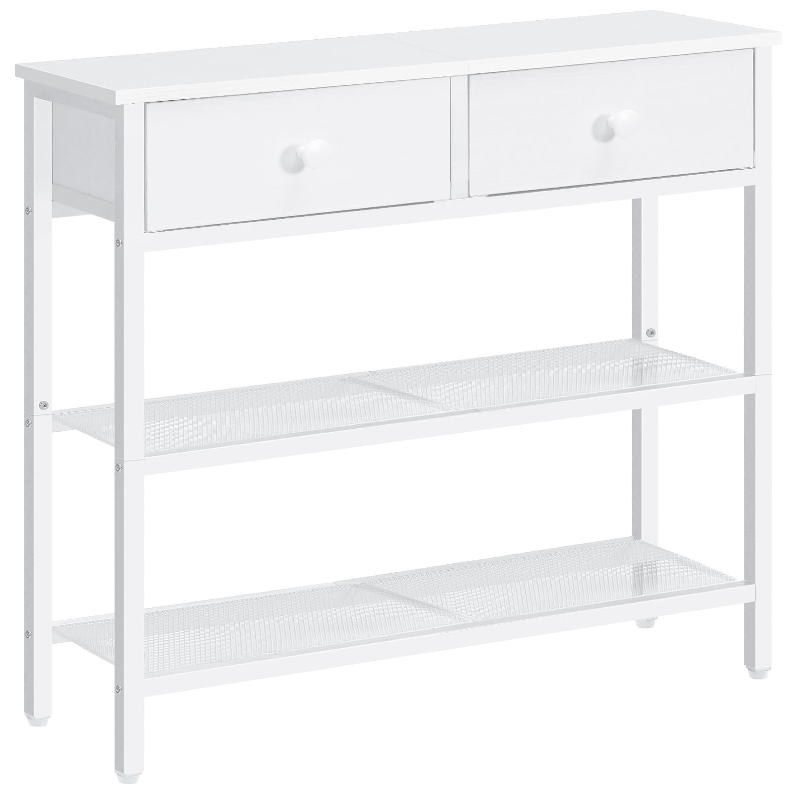 Hoobro Tavolo da Ingresso Stile Industriale 75 cm, Bianco