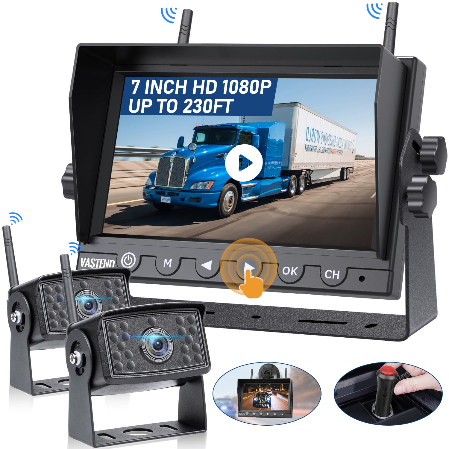 Vastend V01 Telecamera Retromarcia Wireless HD 7'' 1080P