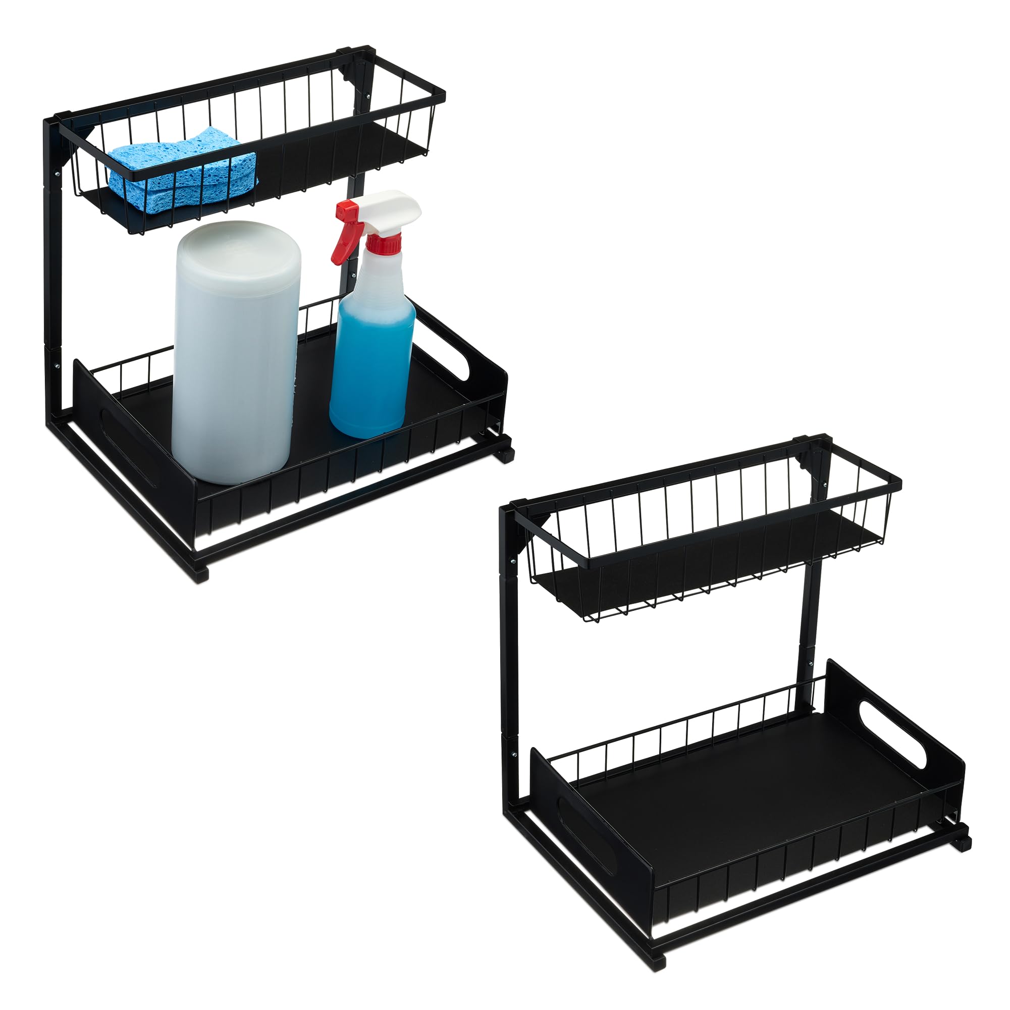 Basics Organizer Sottolavello a L con Vassoi Estraibili, Nero