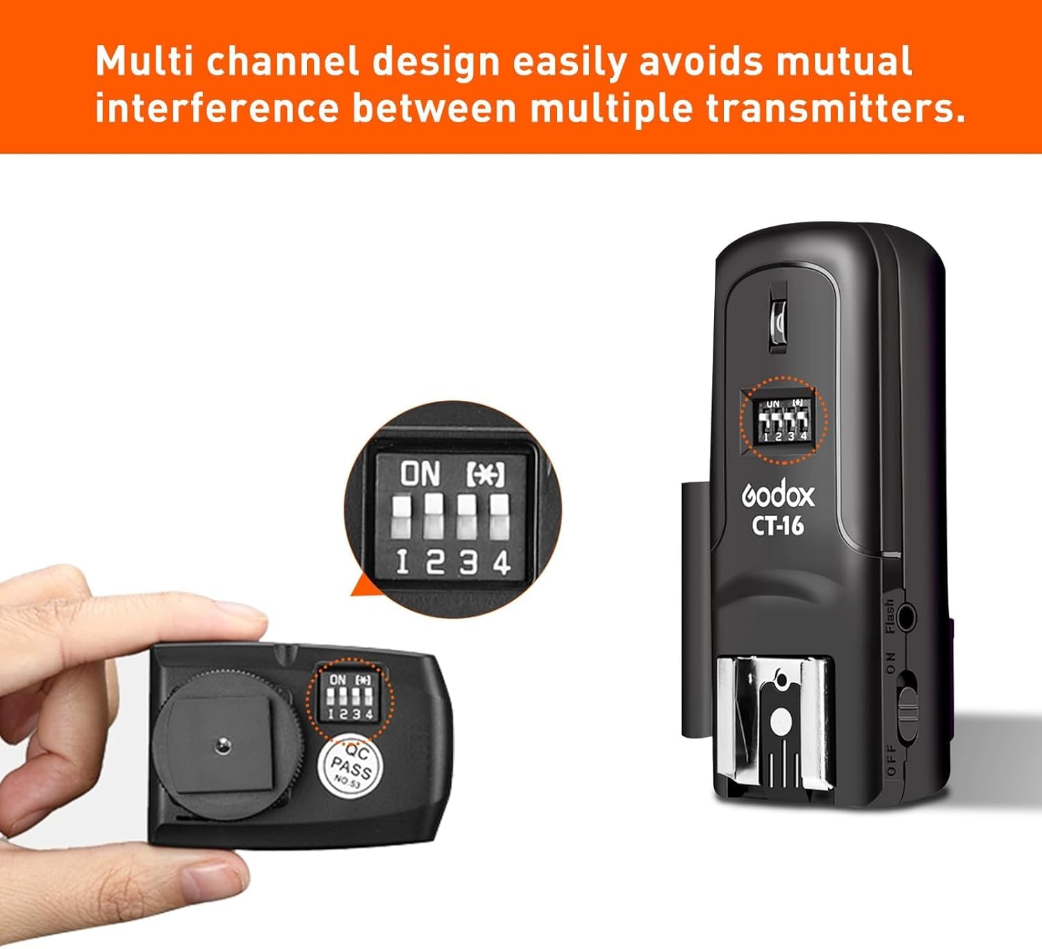 Godox CT-16 Trigger Wireless per Flash (1T + 3R) - immagine 2