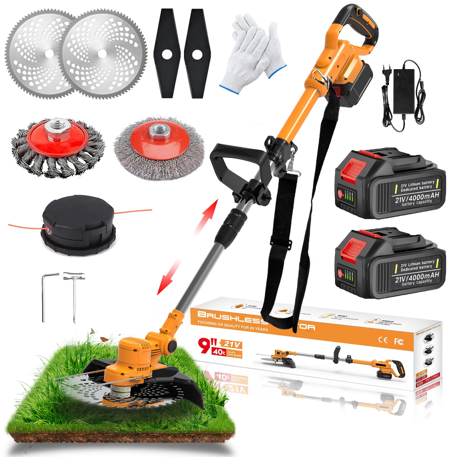 Decespugliatore a Batteria Brushless 21V con 2 Batterie