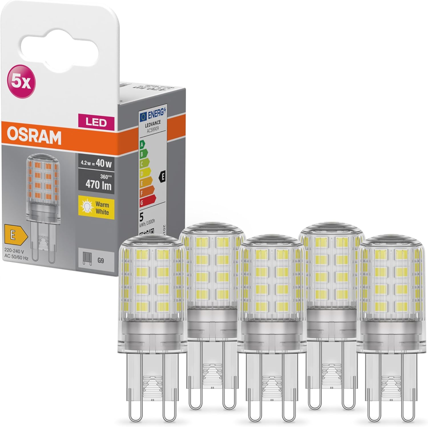 Osram - 5 Lampadine LED Star PIN G9 2700K - immagine 1