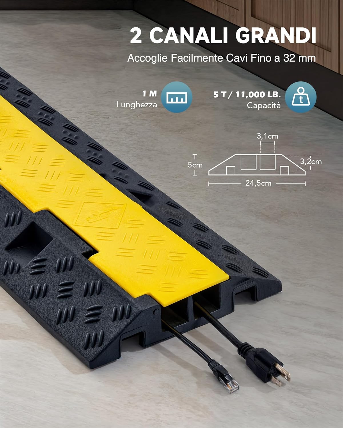 Creworks 4 Pezzi Passacavo a Pavimento in Gomma 5T - immagine 2