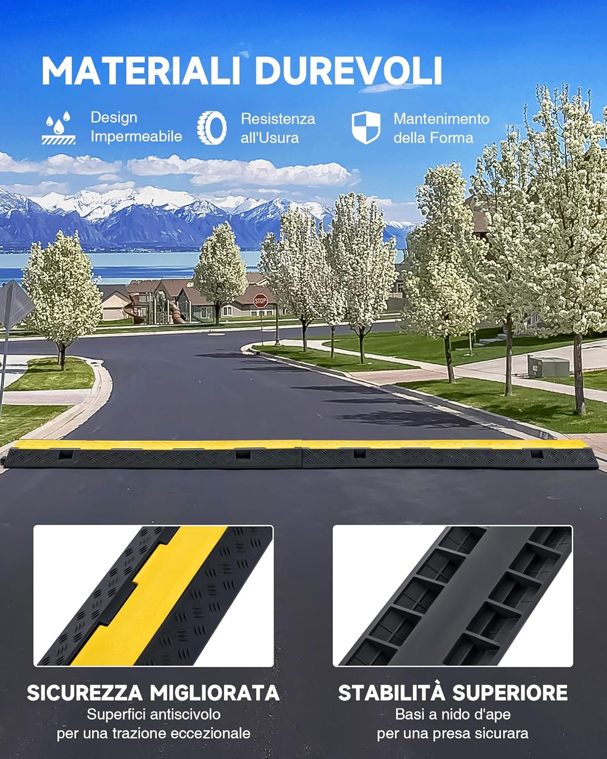 Creworks 4 Pezzi Passacavo a Pavimento in Gomma 5T - immagine 4