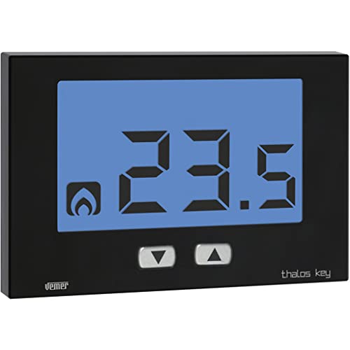 VEMER VE719100 Termostato Thalos Key da Parete, Alimentazione a Batterie, Nero