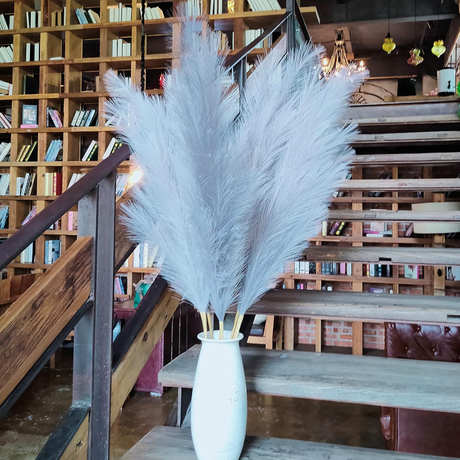 Pampas Grass Decor Tall, 8 Pezzi 110cm, Grigio - immagine 1