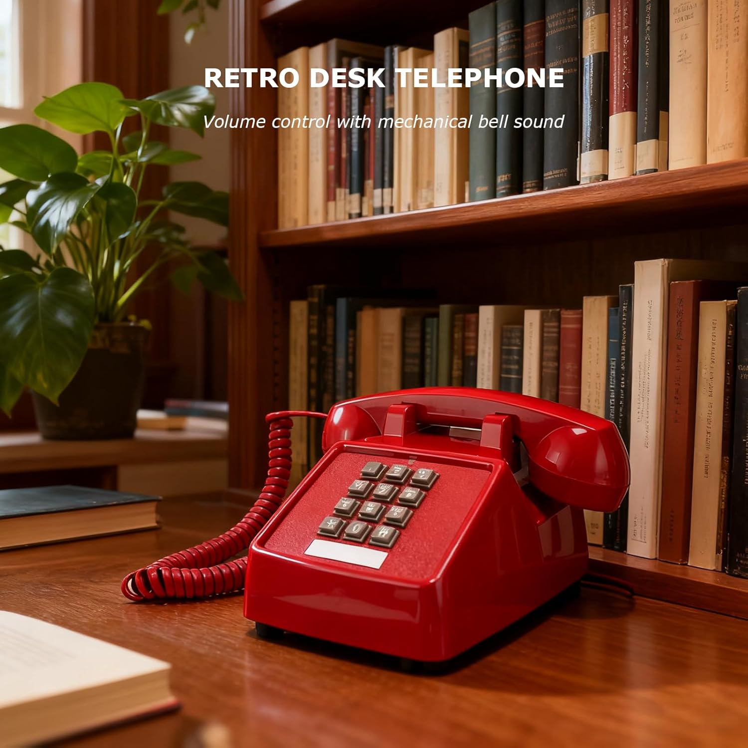 Telefono con Filo Vintage Classico, Rosso - immagine 3