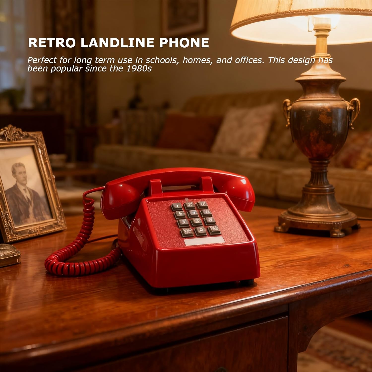 Telefono con Filo Vintage Classico, Rosso - immagine 4
