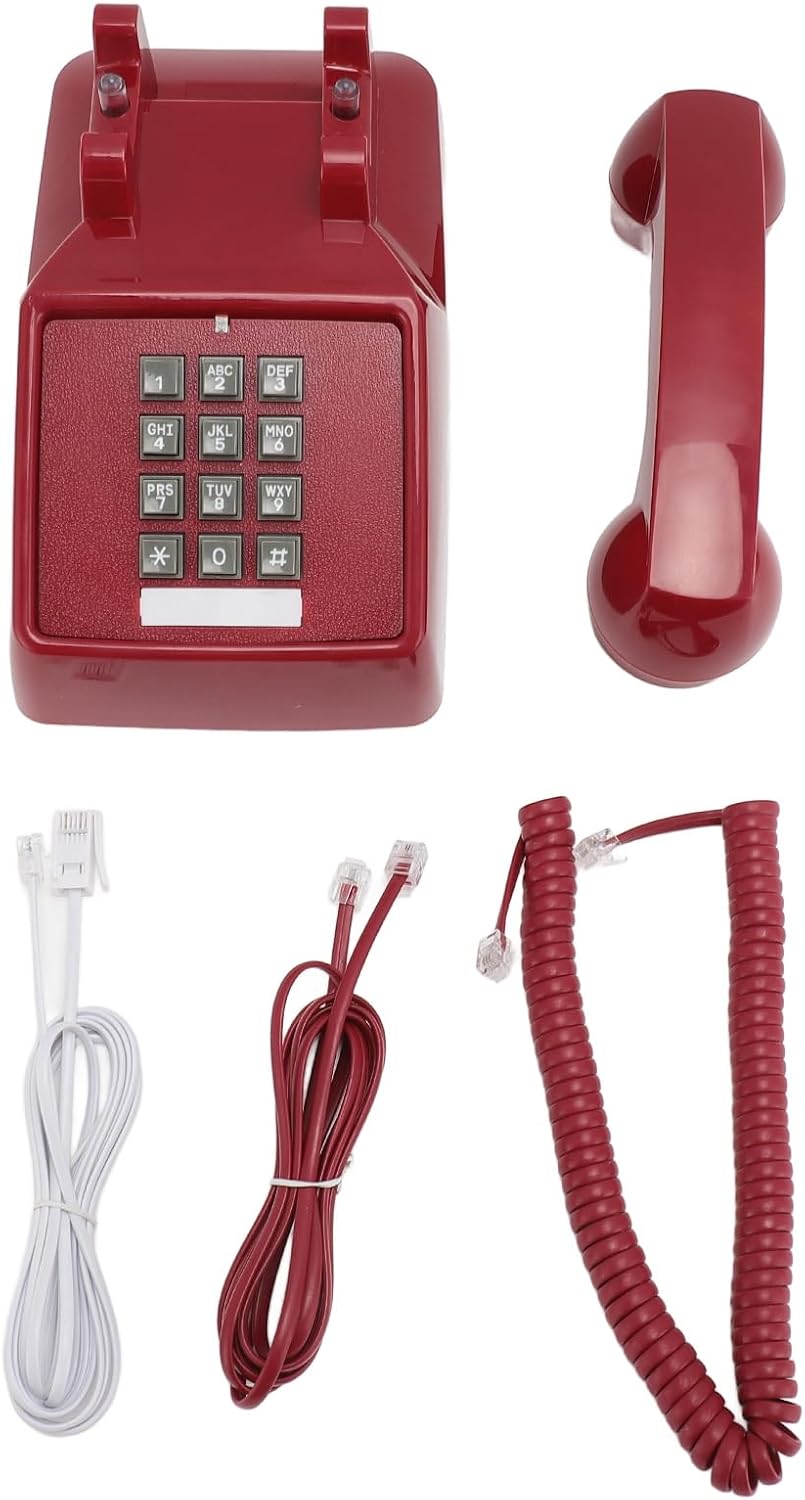 Telefono con Filo Vintage Classico, Rosso - immagine 7