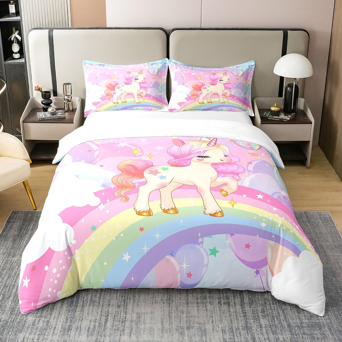 Homemissing Copripiumino Unicorno 200x200cm 100% Cotone