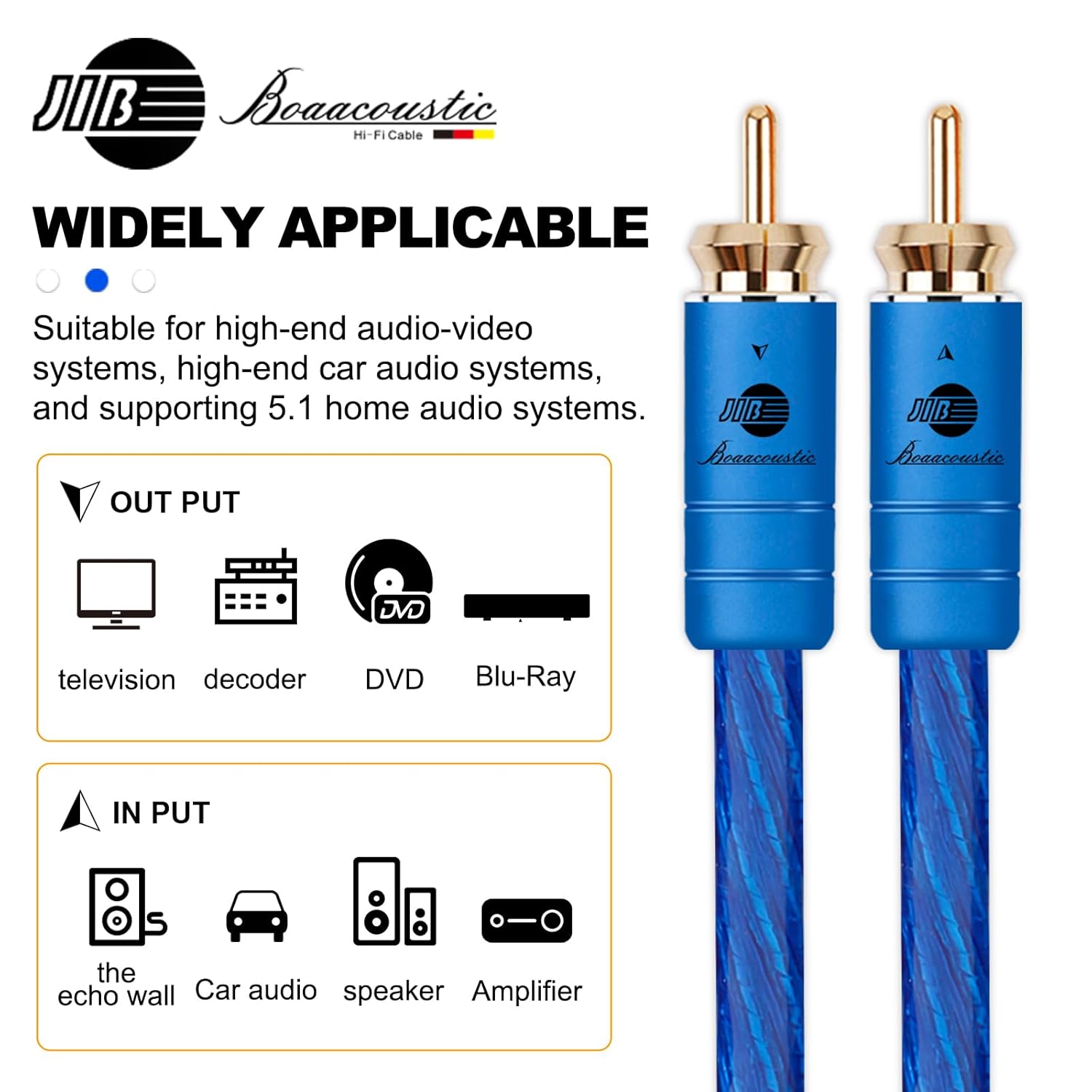 Boaacoustic JIB Cavo RCA Audio Alta Qualità 1m - immagine 4