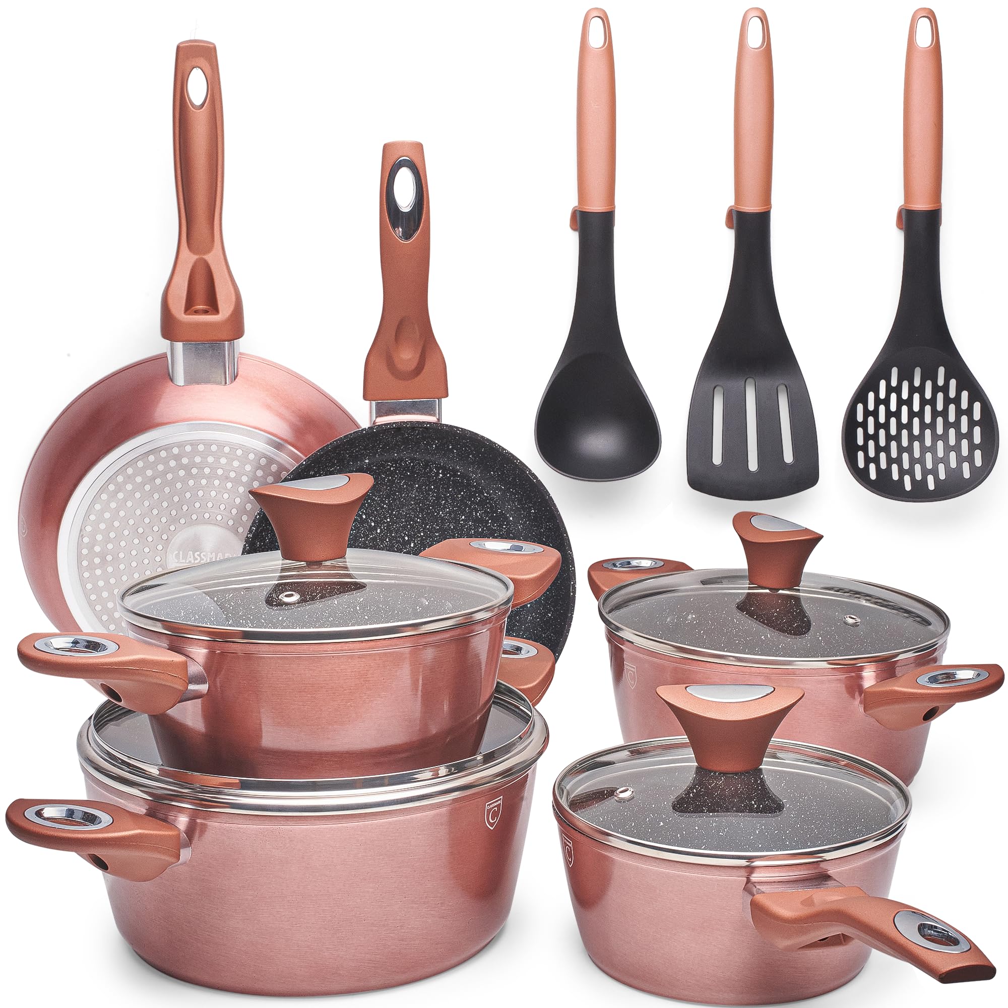 Batteria Pentole e Padelle Antiaderente 15 Pezzi