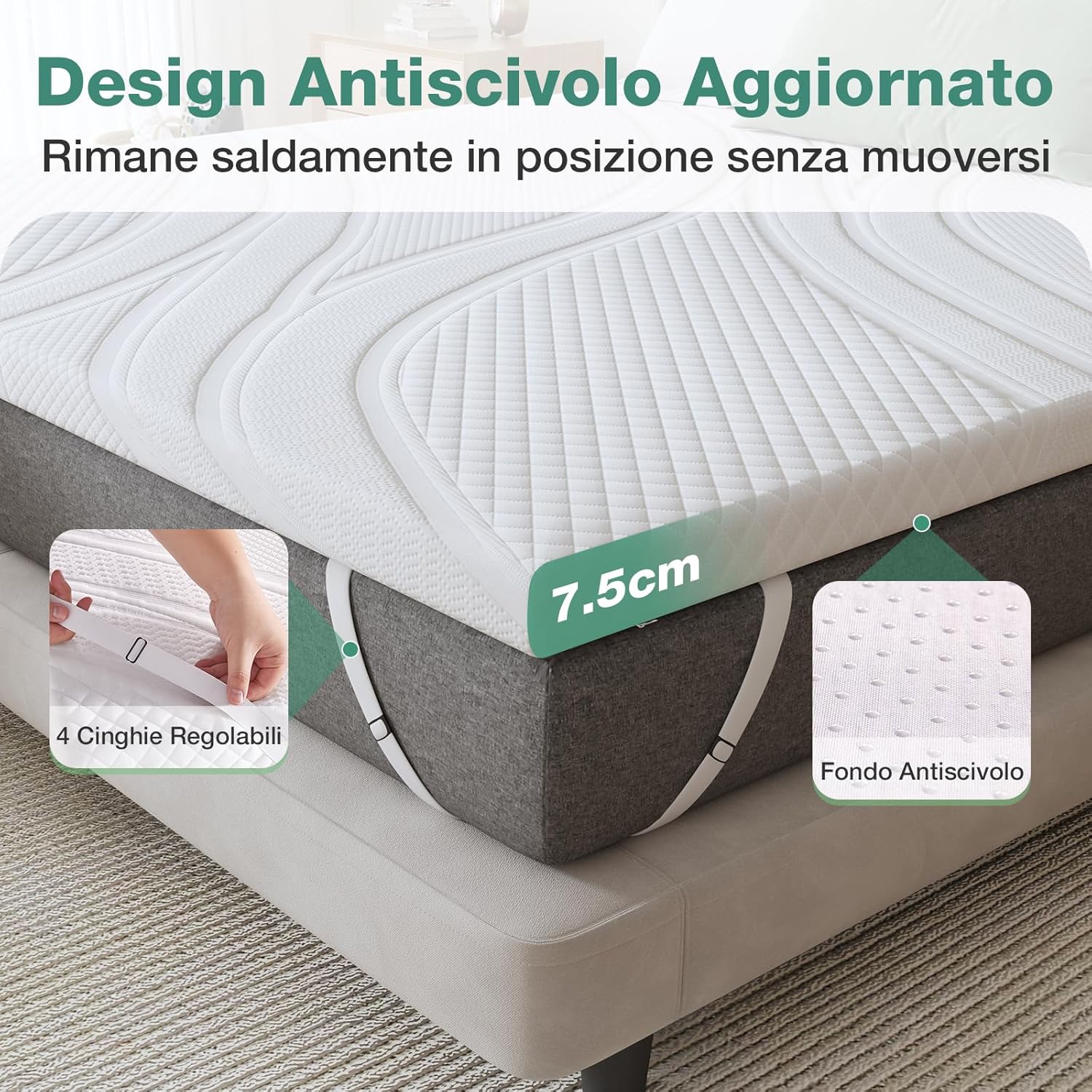 Novilla Topper Memory Foam e Bambù 7.5cm, 90x200 - immagine 5