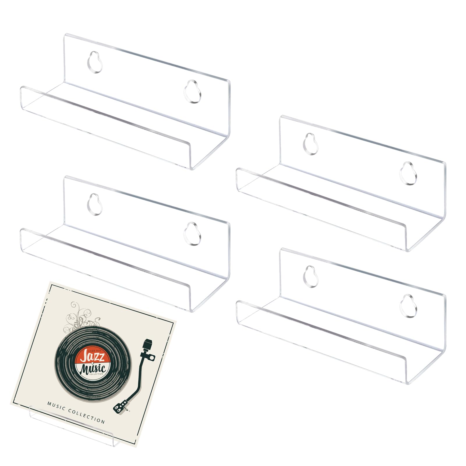 Scaffale per Dischi Vinile da Parete - 4 Pezzi