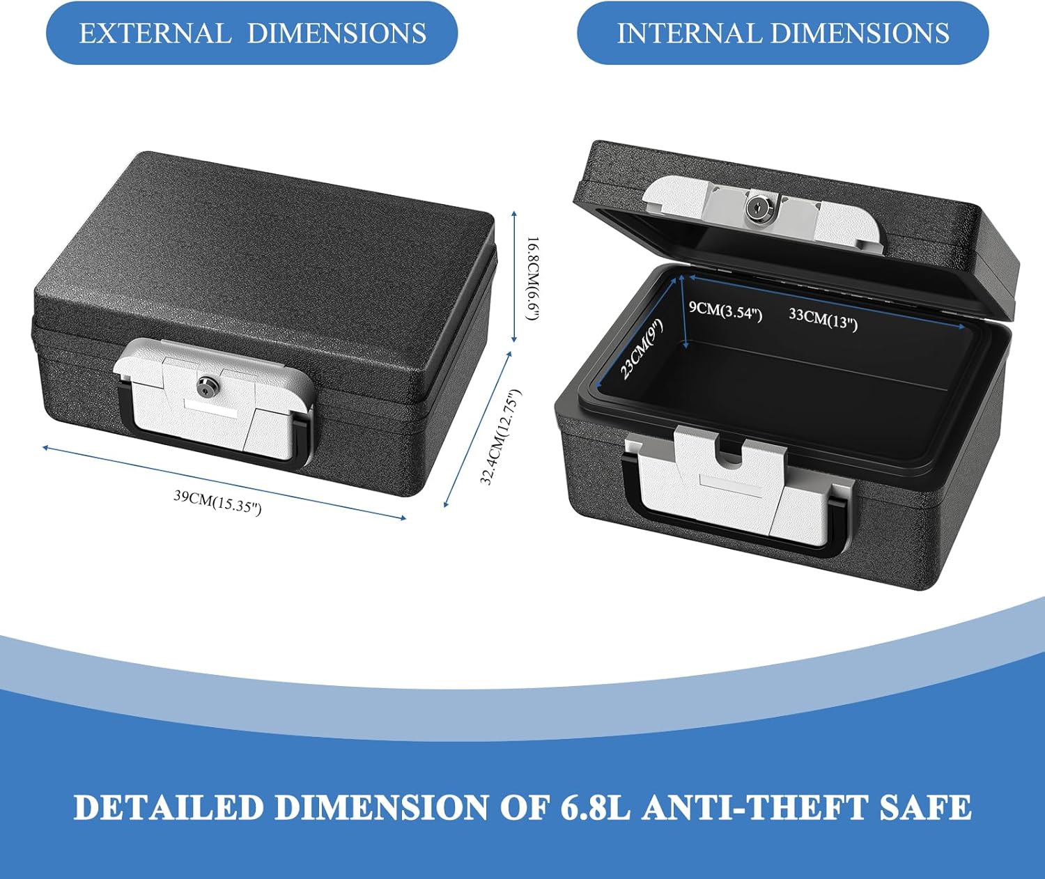 Wasjoye Cassaforte Portatile 21L con Chiave - immagine 6