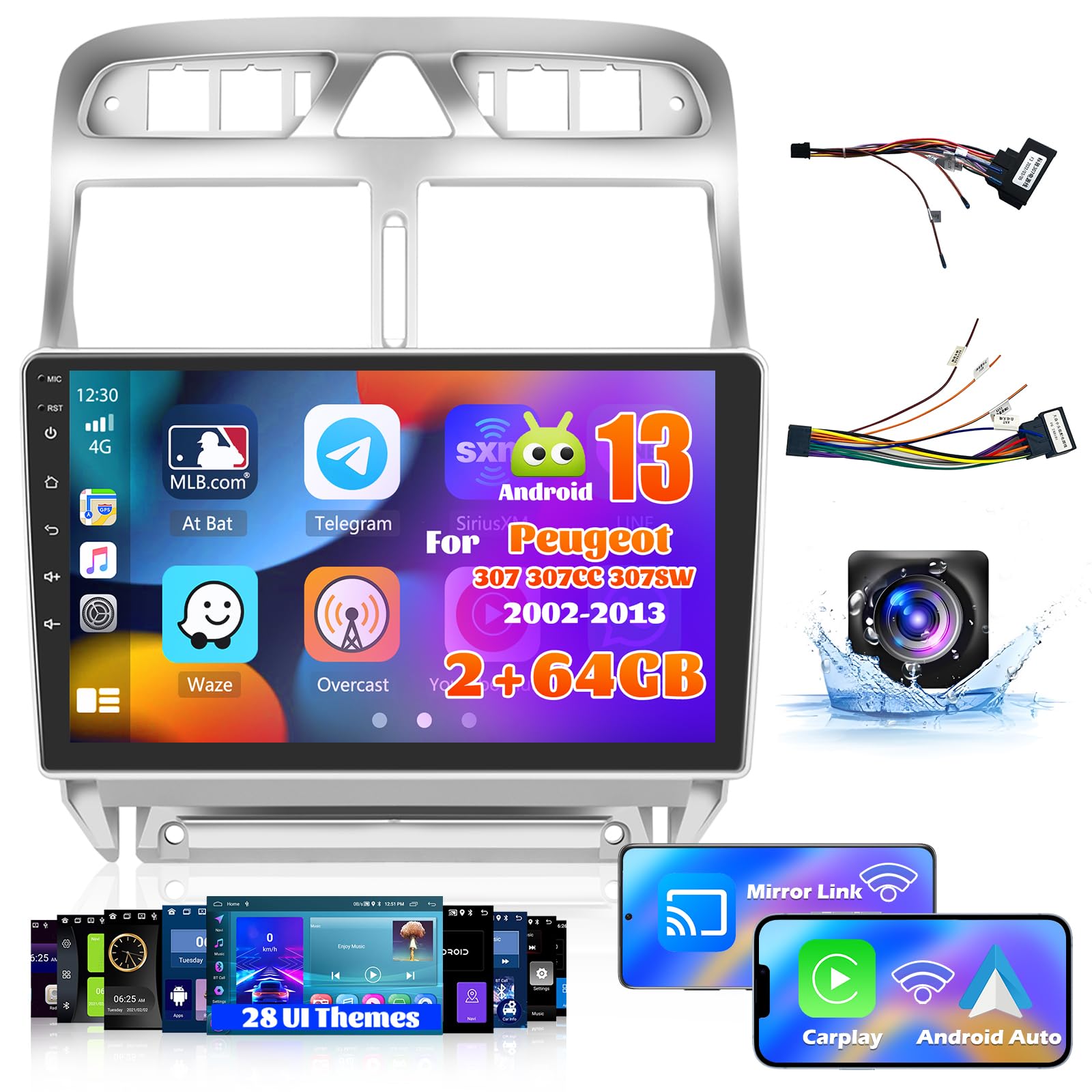 Inefala Autoradio Android 13 per Peugeot 307 9 Pollici