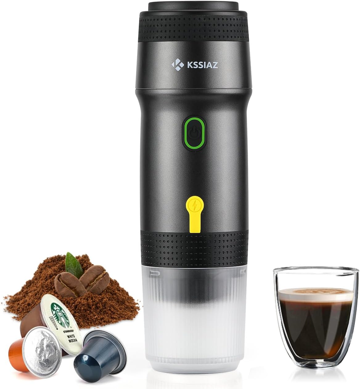 Caffettiera Espresso Portatile Elettrica, Nera