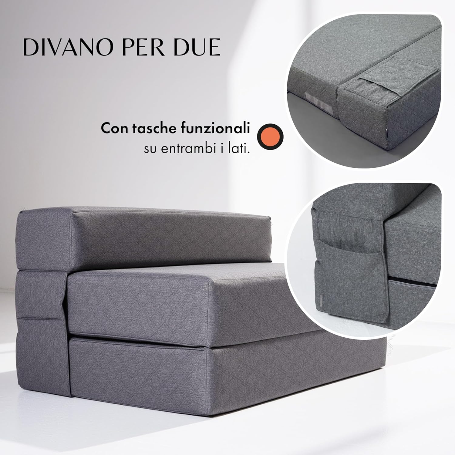 Divano Letto Pieghevole Doppio 140cm con Materasso 20cm - immagine 6