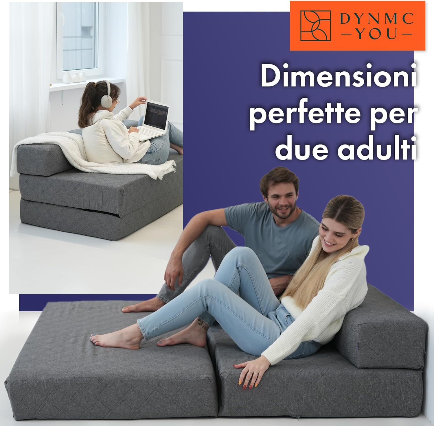 Divano Letto Pieghevole Doppio 140cm con Materasso 20cm - immagine 7