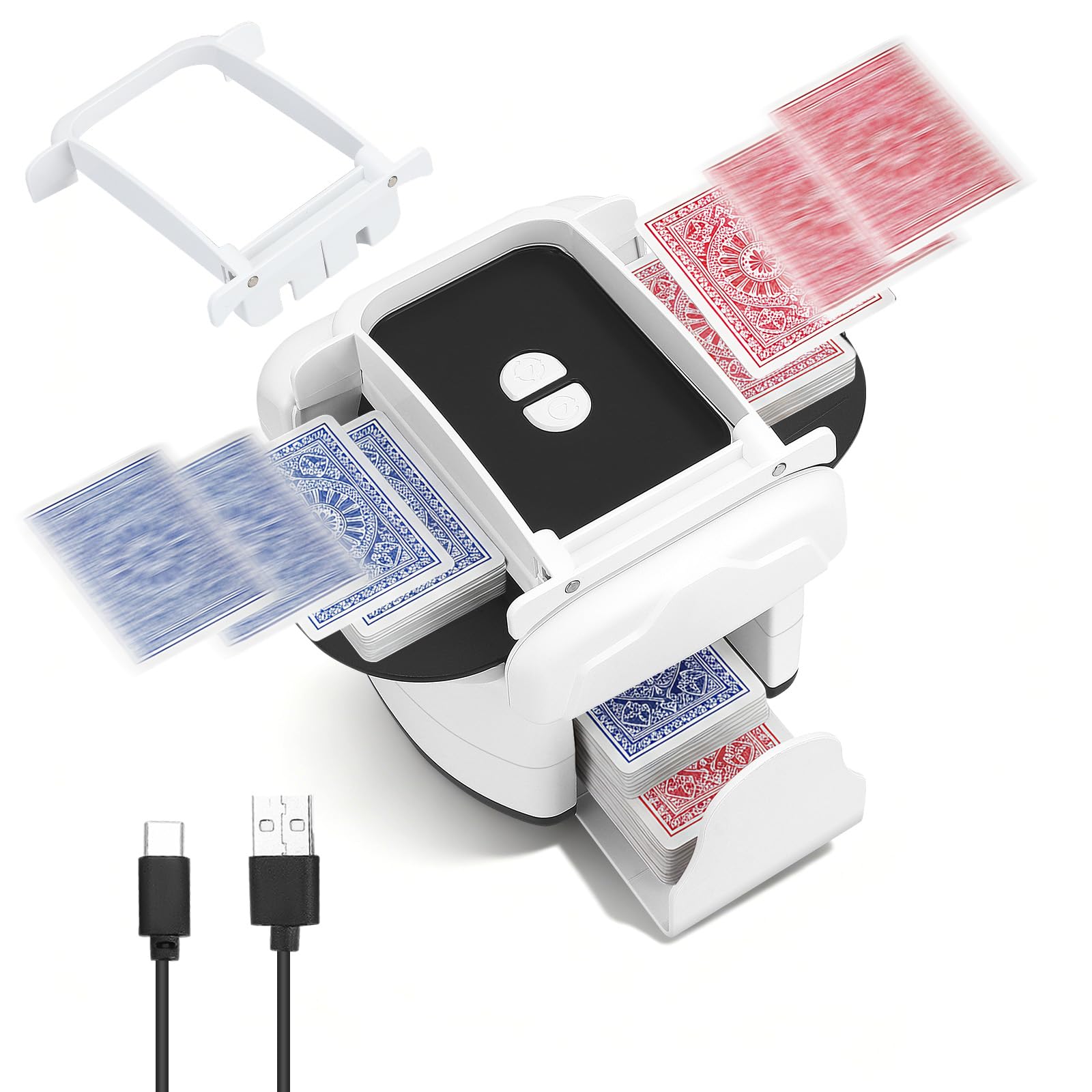 Shuffler automatico di carte per 1-4 mazzi, batteria ricaricabile, 2 modalità Shuffle, macchina portatile Shuffler per Poker, Bridge, UNO, fase 10