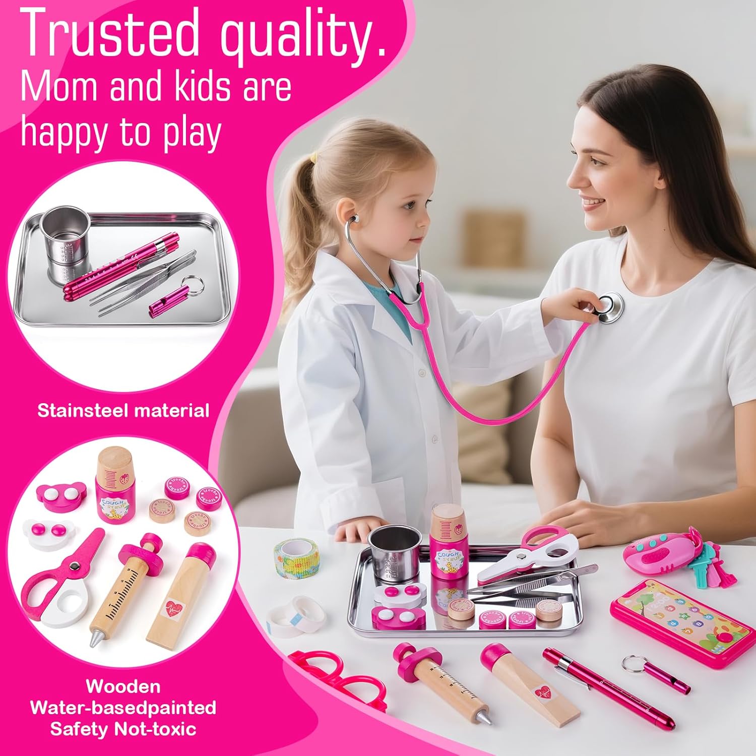 Sundaymot Valigetta Dottore Bambini con Stetoscopio - immagine 5