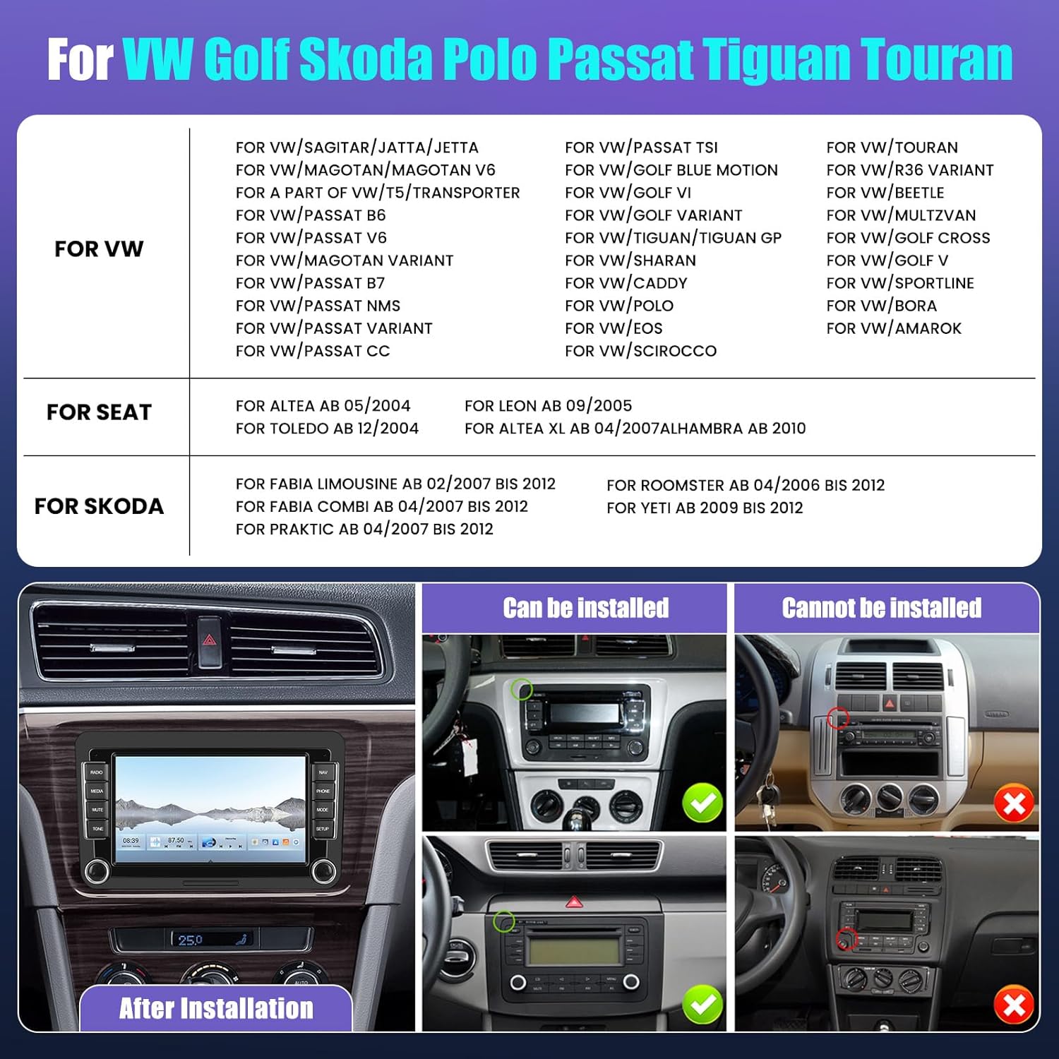 Autoradio Android 15 Qualcomm 8 Core 4+64G per VW Golf - immagine 3