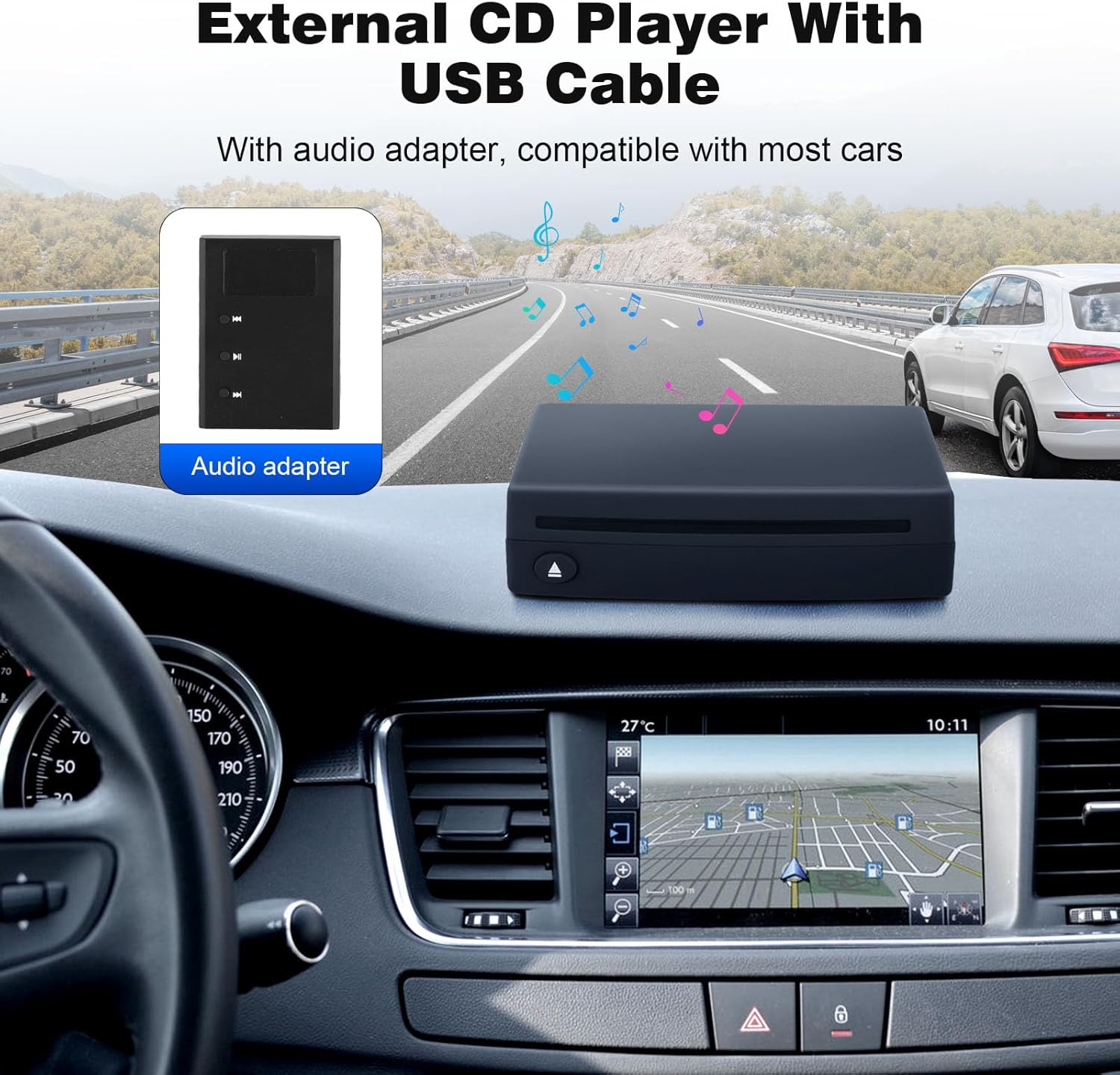 Lettore CD Esterno per Auto con Adattatore USB - immagine 2