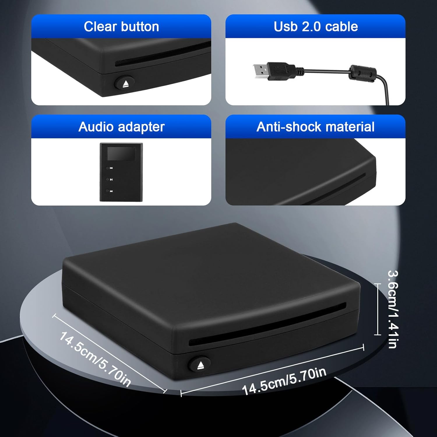 Lettore CD Esterno per Auto con Adattatore USB - immagine 3