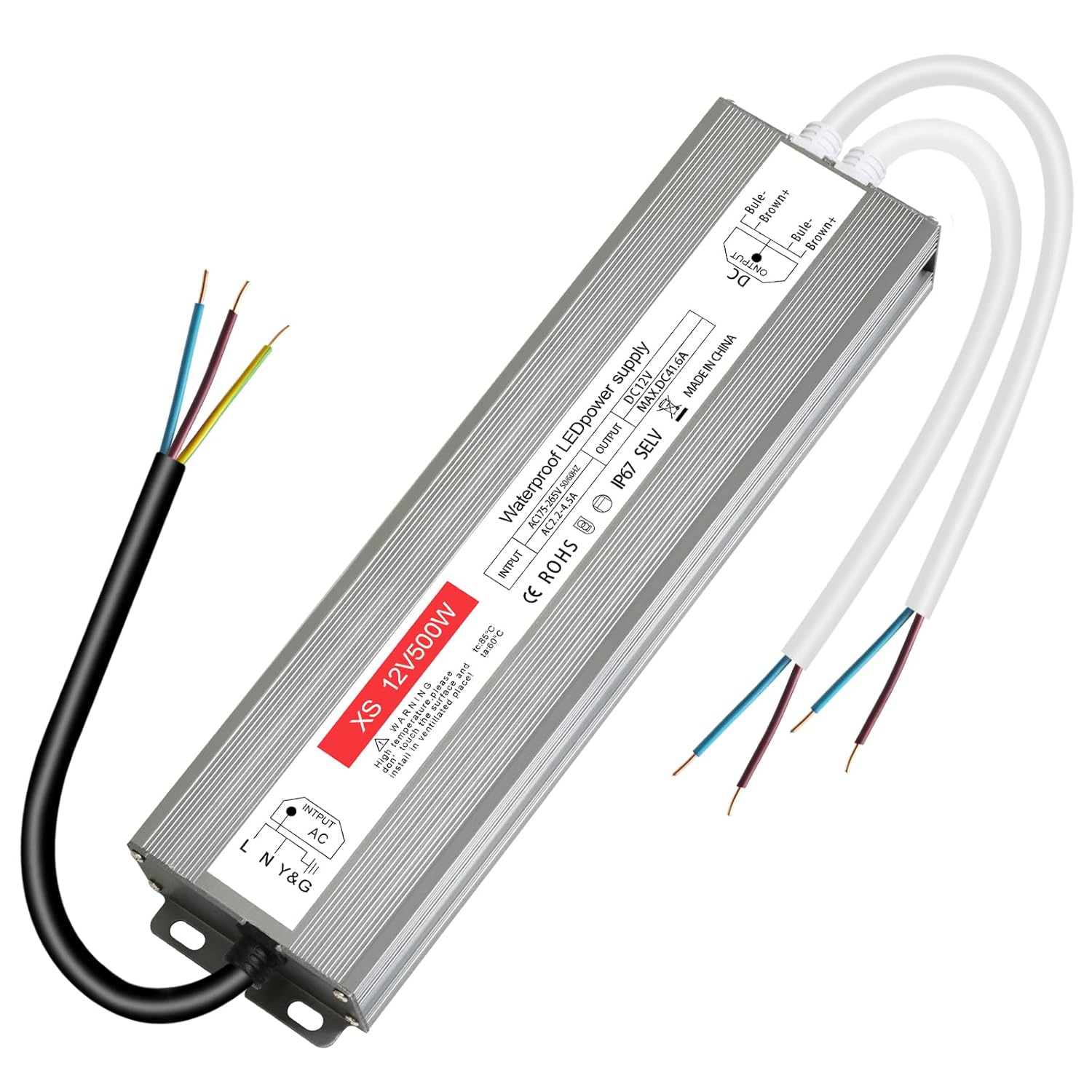 Trasformatore LED 12V 500W IP67 Senza Sfarfallio - immagine 1