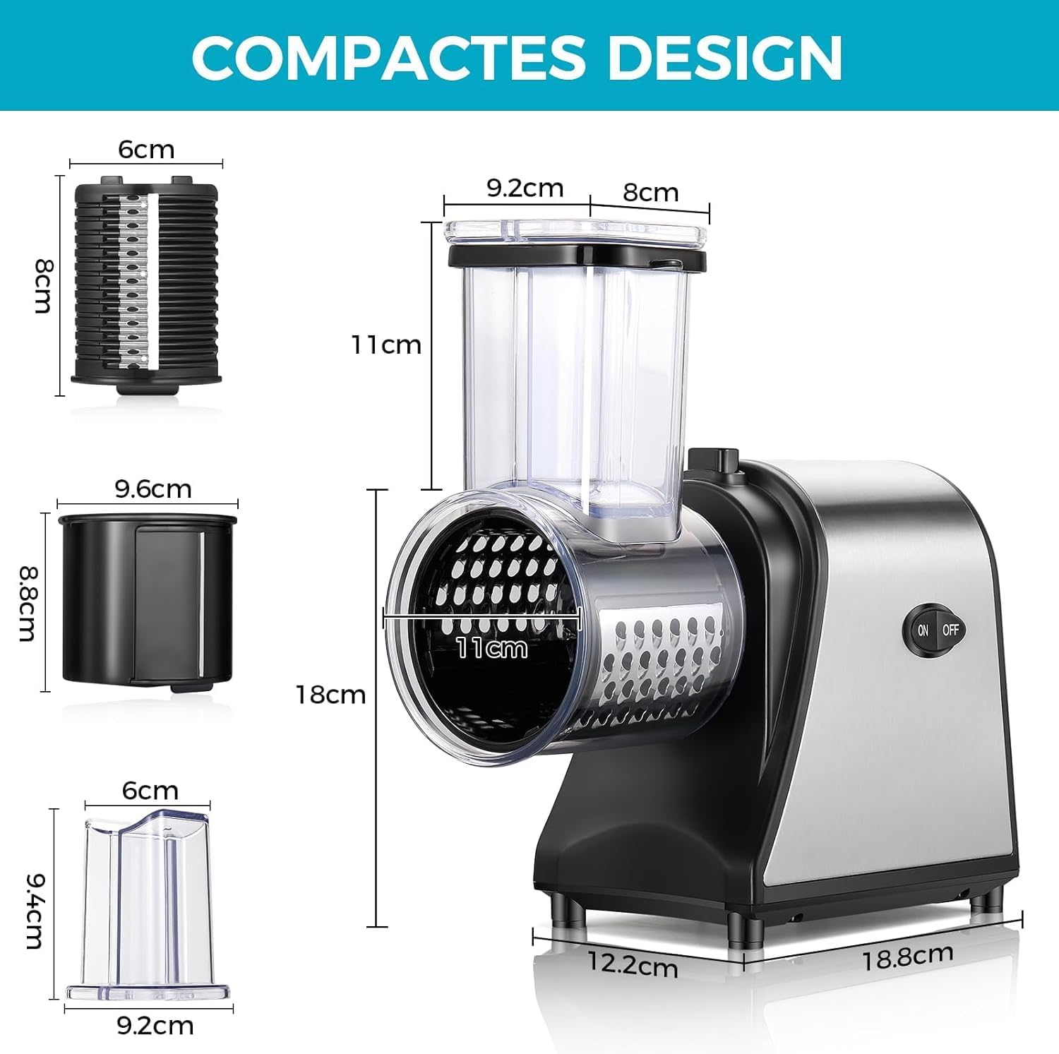 Nictemaw Tagliaverdure Elettrico 250W 5 in 1 - immagine 2