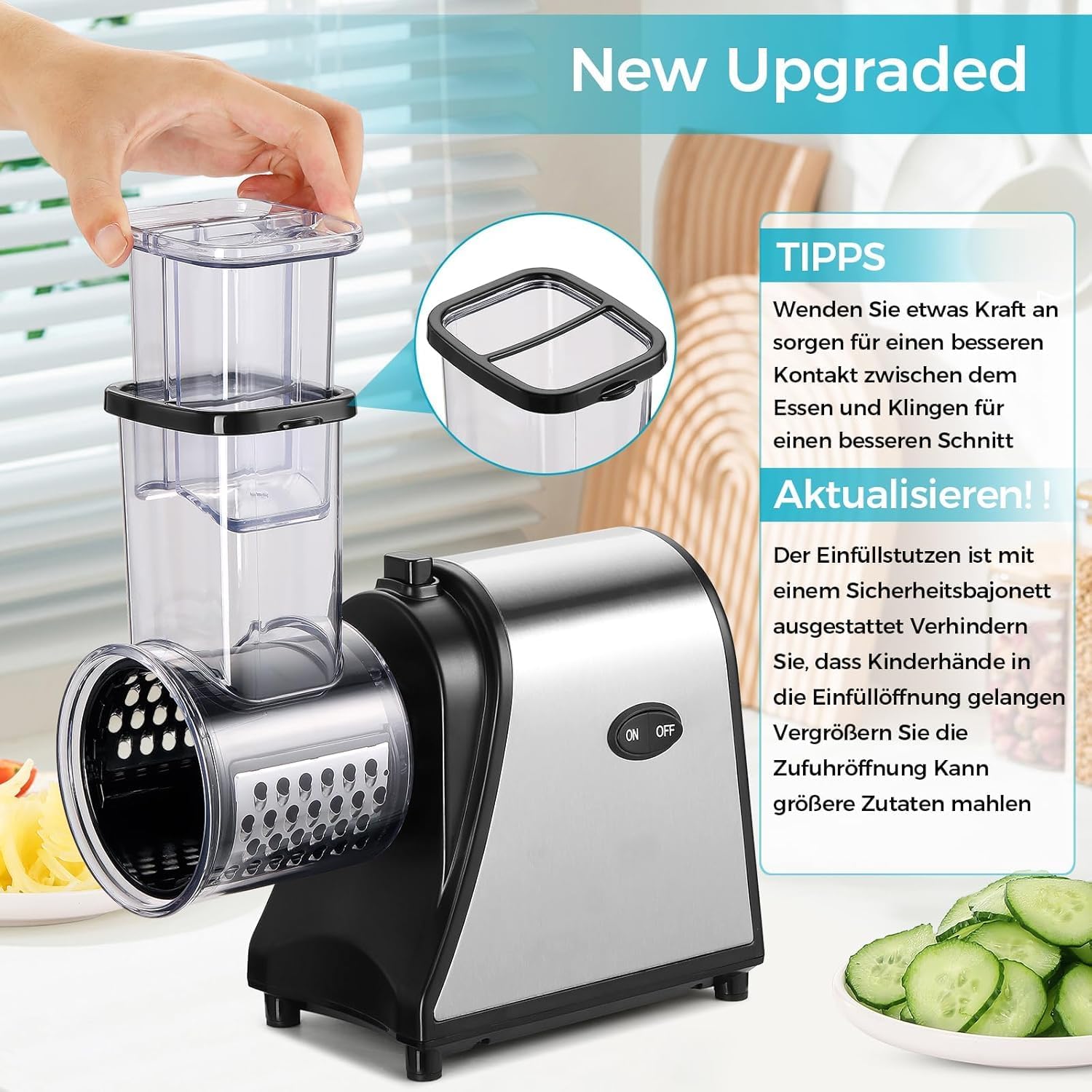 Nictemaw Tagliaverdure Elettrico 250W 5 in 1 - immagine 5