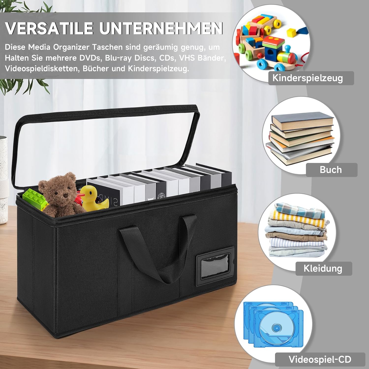 Ipeb Custodia per CD/DVD con Maniglia Nera (4 Pezzi) - immagine 4