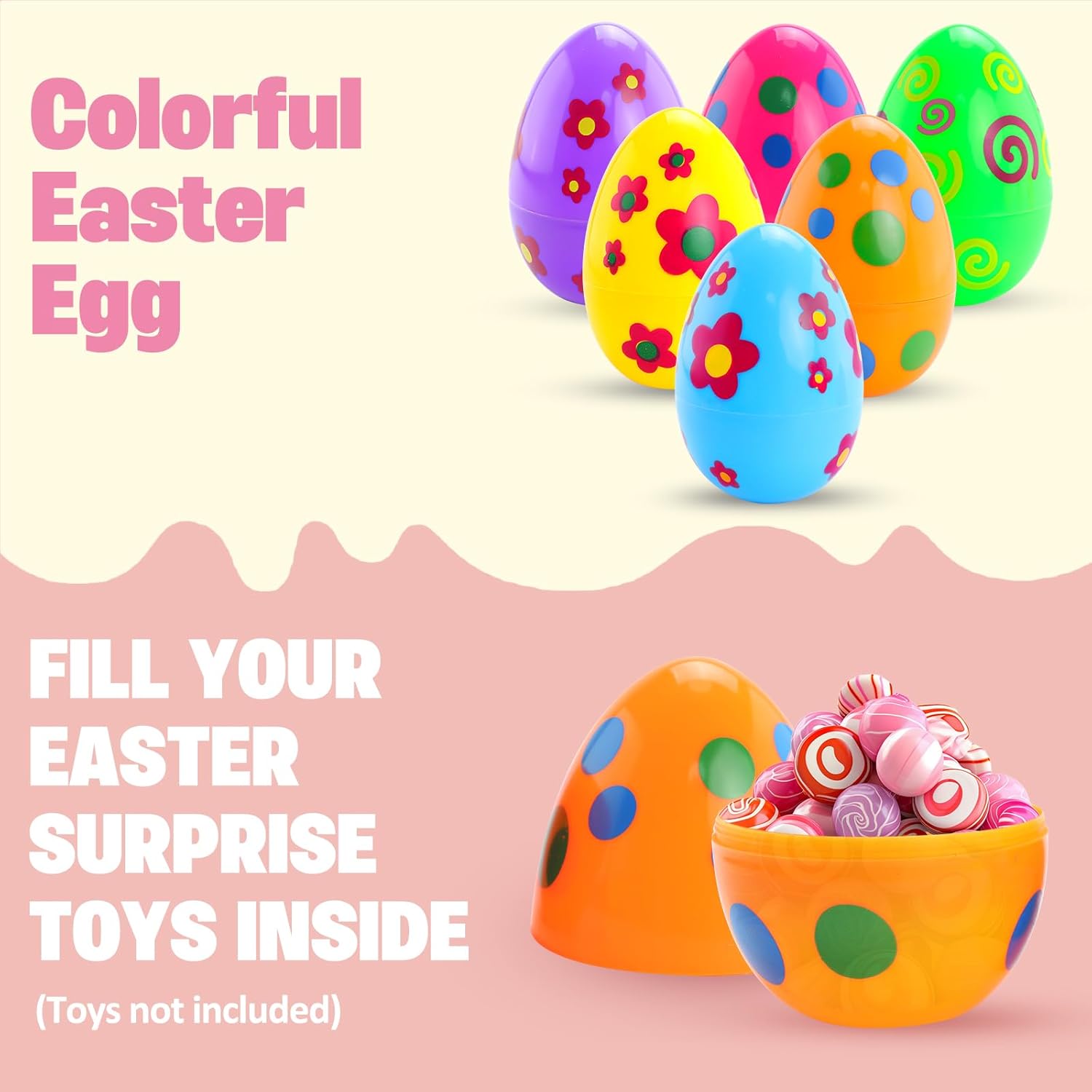 6 Uova di Pasqua Colorate Stampate in Plastica 15 cm - immagine 5