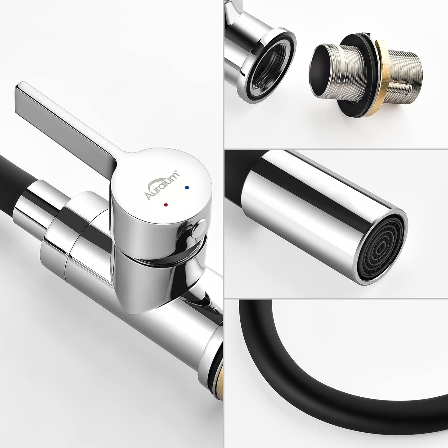 Auralum Rubinetto Cucina Flessibile, Cromo e Nero - immagine 4