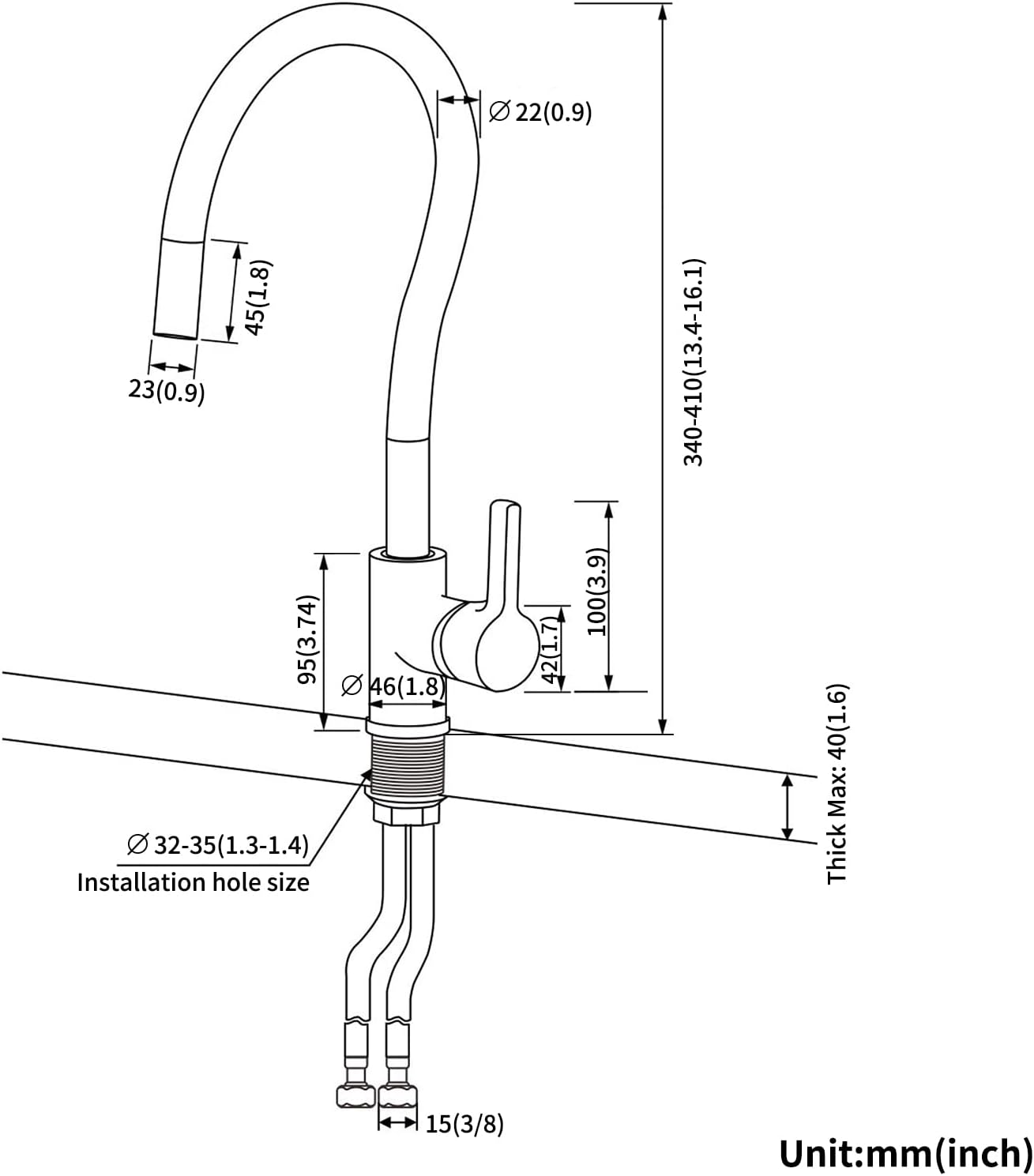 Auralum Rubinetto Cucina Flessibile, Cromo e Nero - immagine 6