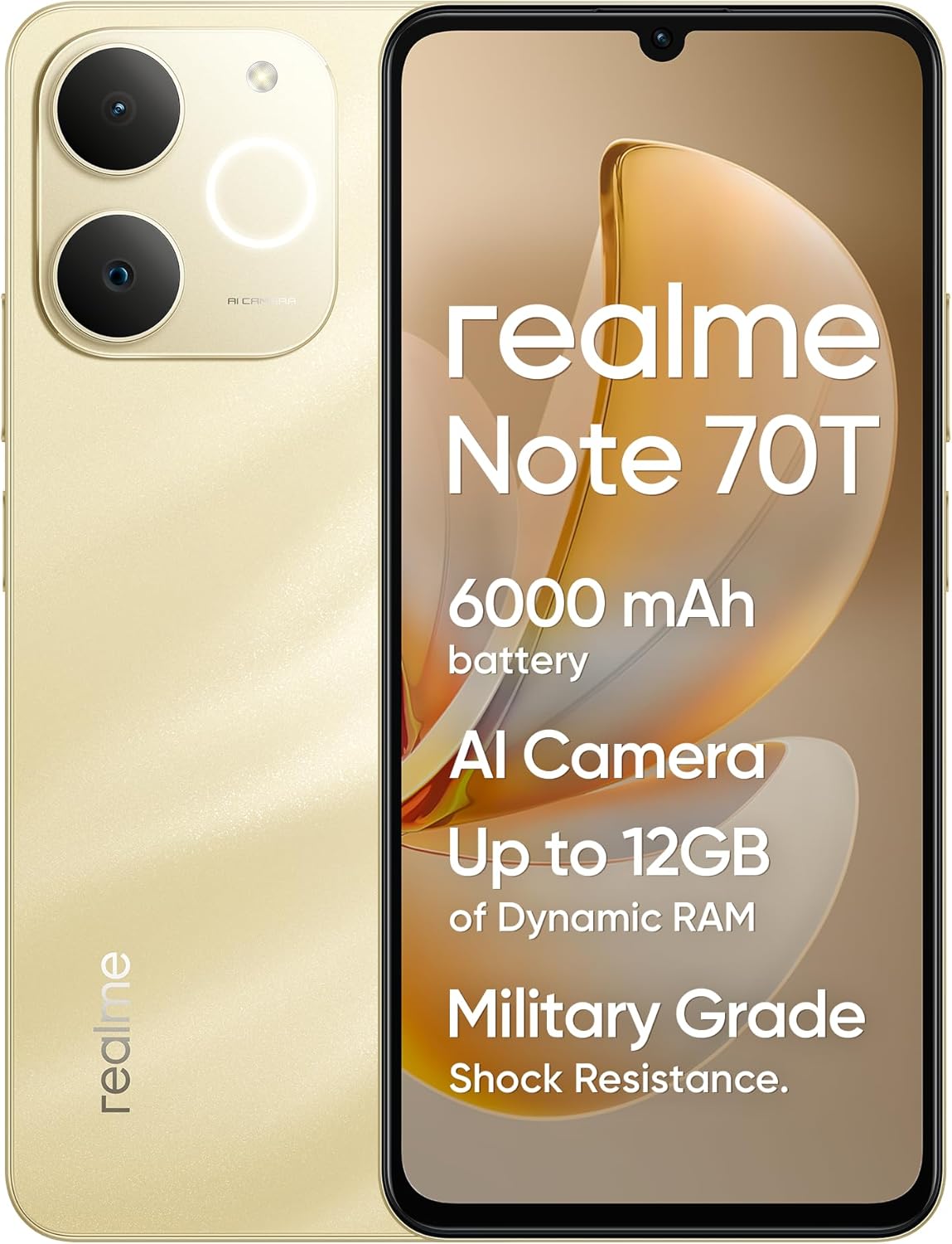Realme Note 70T Smartphone 4+64GB, Oro - immagine 1