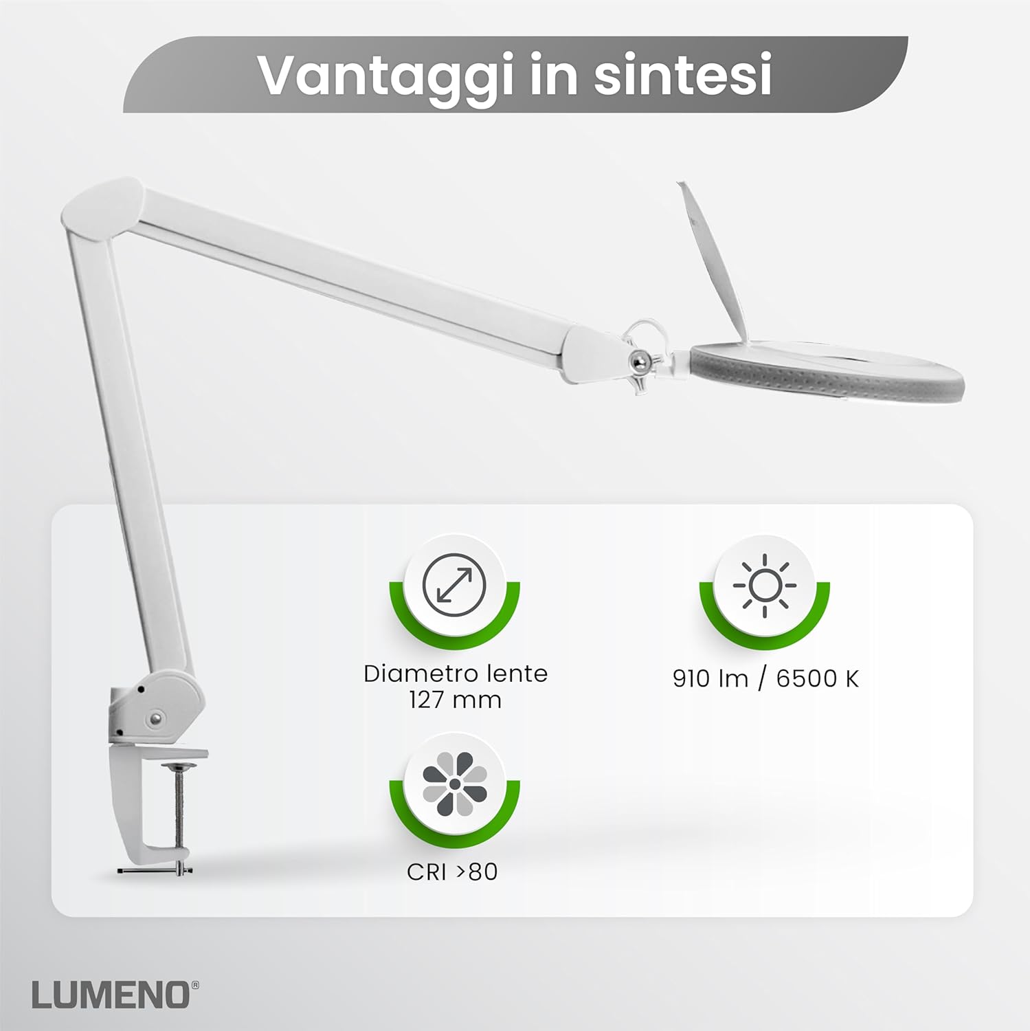 Lumeno LED Lampada d'Ingrandimento 7215GR 5 Diottrie - immagine 2