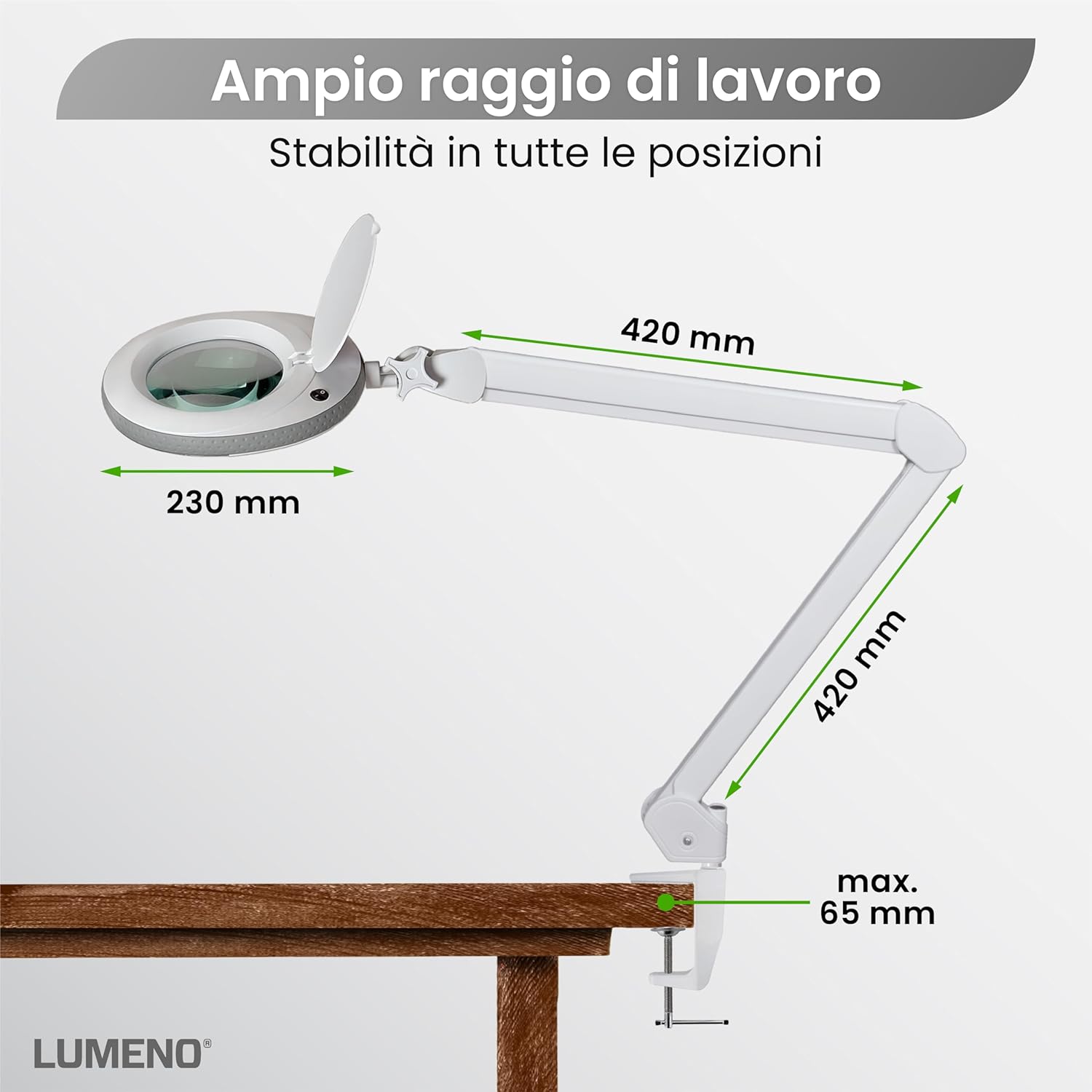 Lumeno LED Lampada d'Ingrandimento 7215GR 5 Diottrie - immagine 3