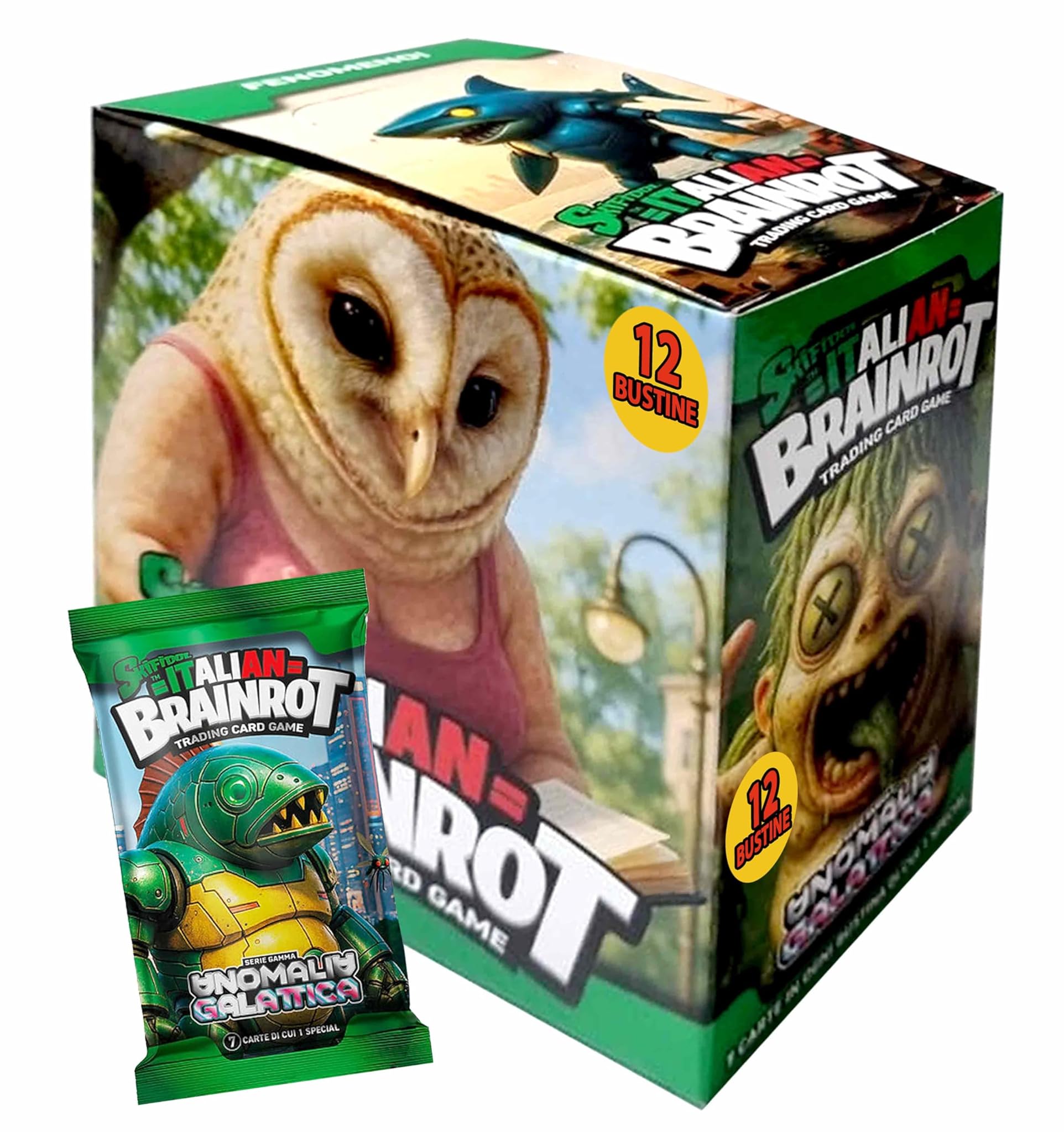 Generico Skifidol Italian Brainrot Trading Card Game, Serie Gamma Anomalia Galattica, 12 Bustine da 7 Carte, Gioco di Carte Collezionabili