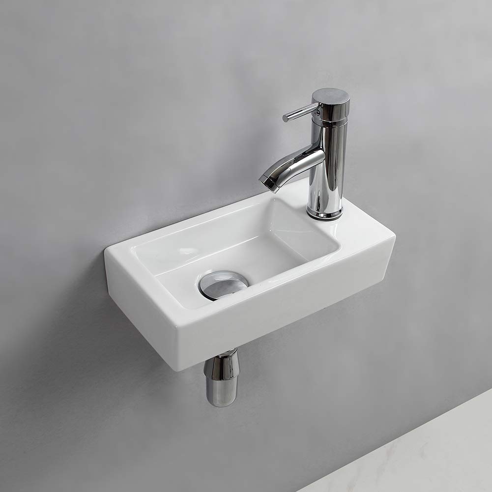 Lavabo da parete rettangolare in ceramica (A destra)