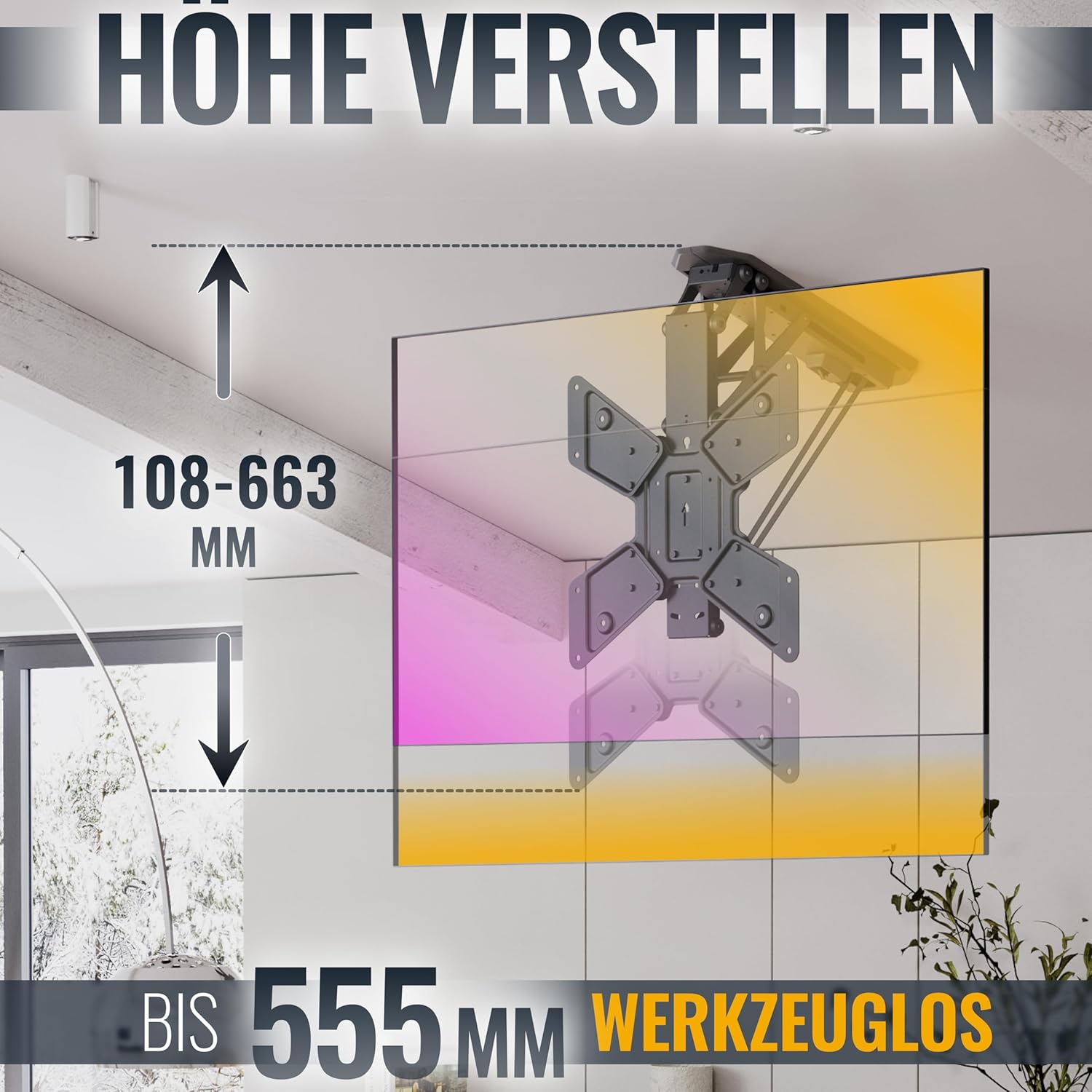 Ricoo SE0544 - Supporto Soffitto TV Elettrico Pieghevole 23-55" - immagine 4