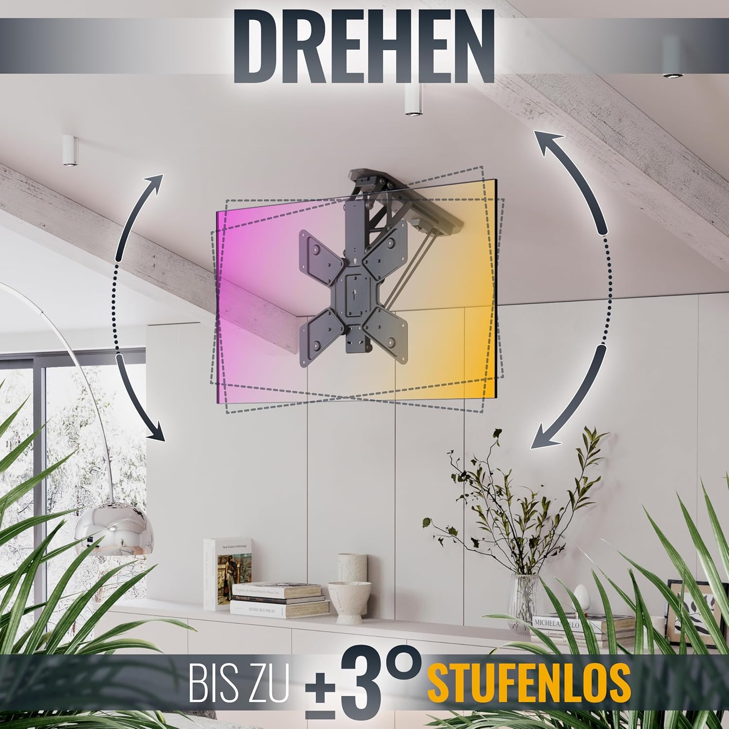 Ricoo SE0544 - Supporto Soffitto TV Elettrico Pieghevole 23-55" - immagine 5