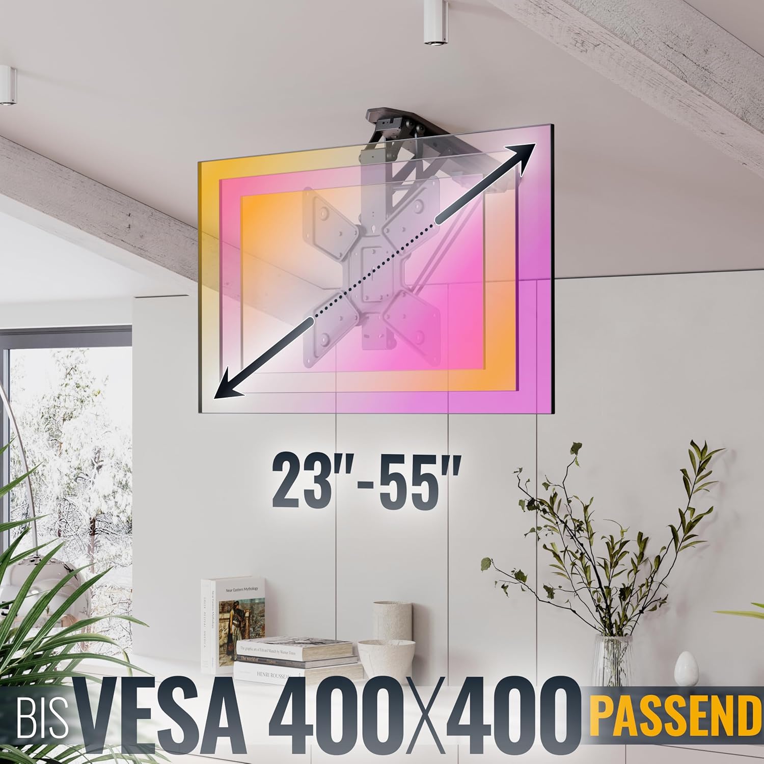 Ricoo SE0544 - Supporto Soffitto TV Elettrico Pieghevole 23-55" - immagine 6