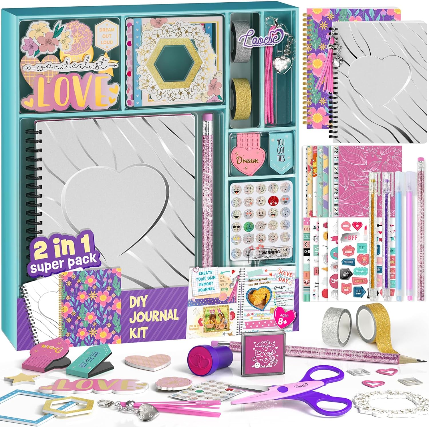 Kit Diario Fai-da-te 2 Pezzi - Regalo per Ragazze 8-14 Anni - immagine 1