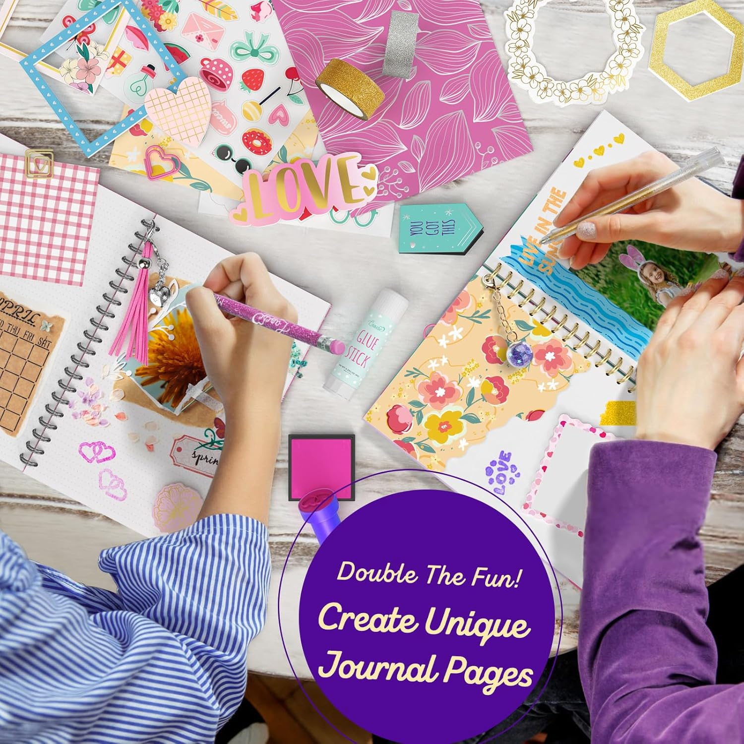 Kit Diario Fai-da-te 2 Pezzi - Regalo per Ragazze 8-14 Anni - immagine 3