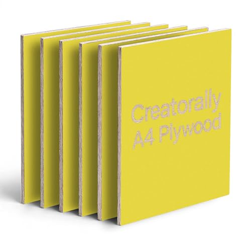 Colorato Compensato 3mm, Colori Compensati per Laser 29.7x21 cm 6 Pezzi, A4 Legno di Tiglio per Incisione e Taglio Pirografia Fai Da Te (Giallo)